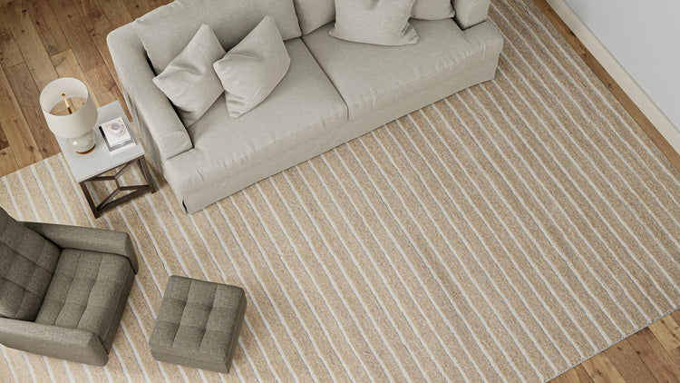 Living Room Setting of Striped Area Rug featuring the Contempo collection from Bashian.