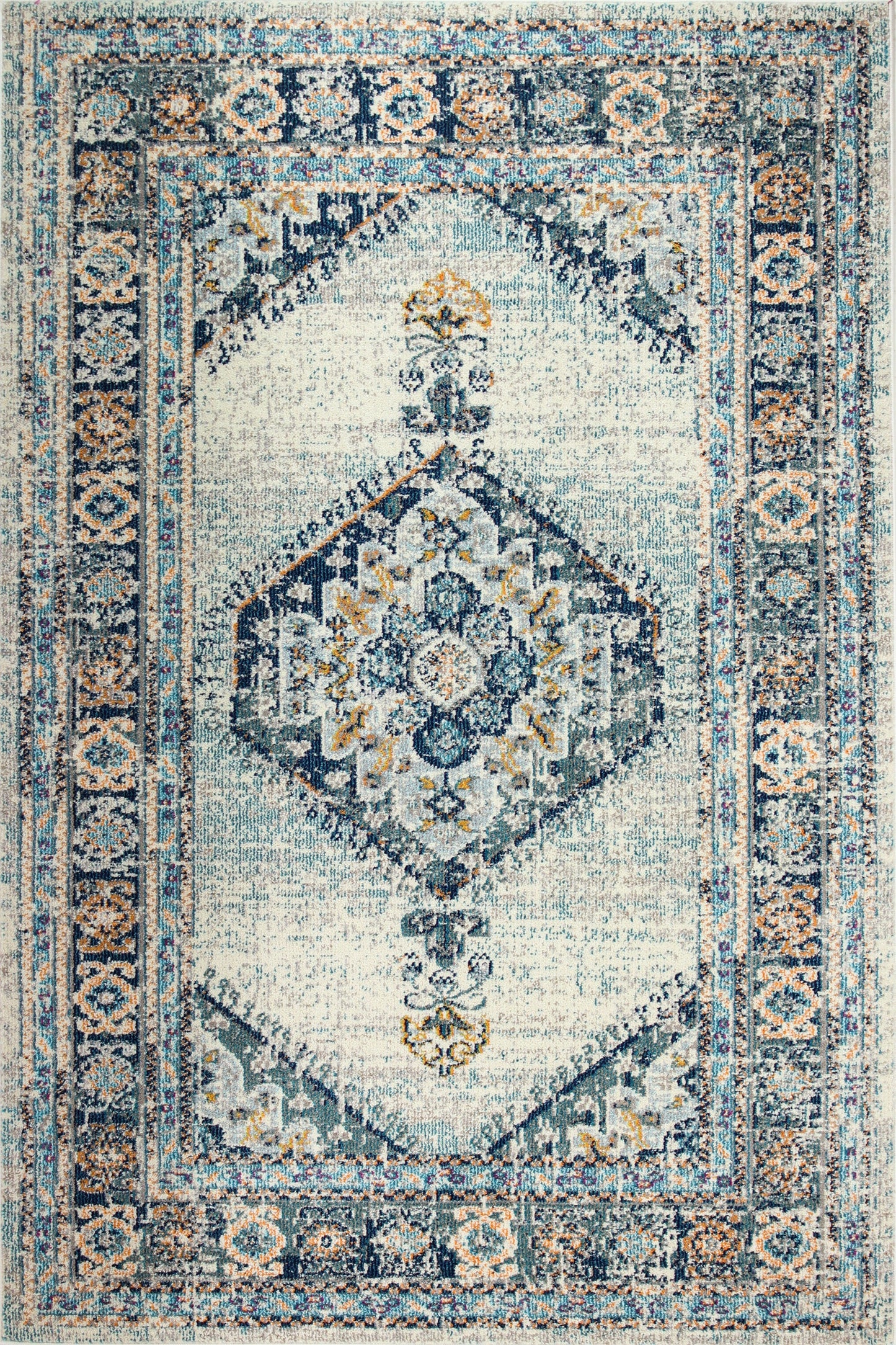 Zali Area Rug, Ivory Blue