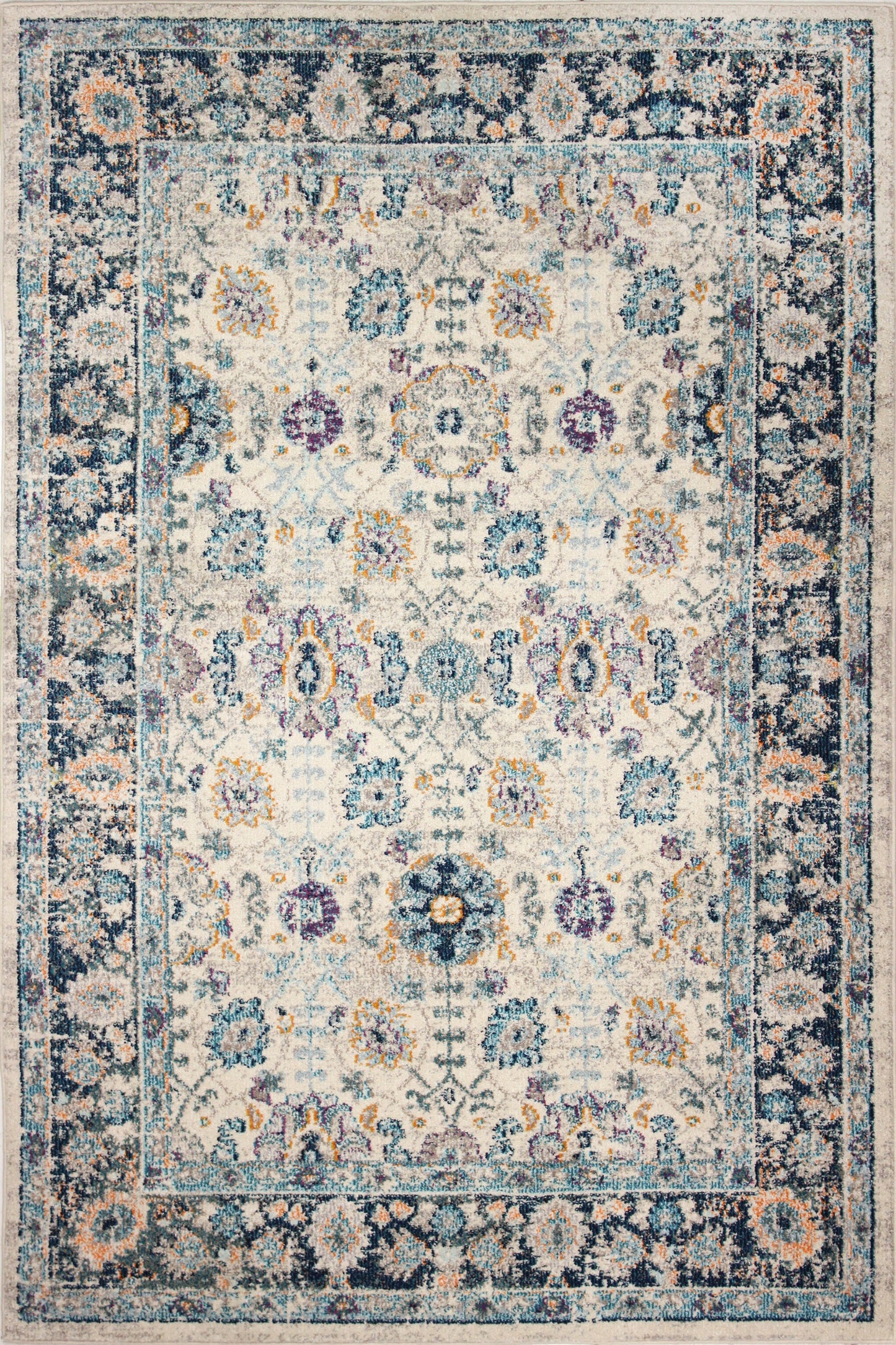 Zlatan Area Rug, Ivory Teal