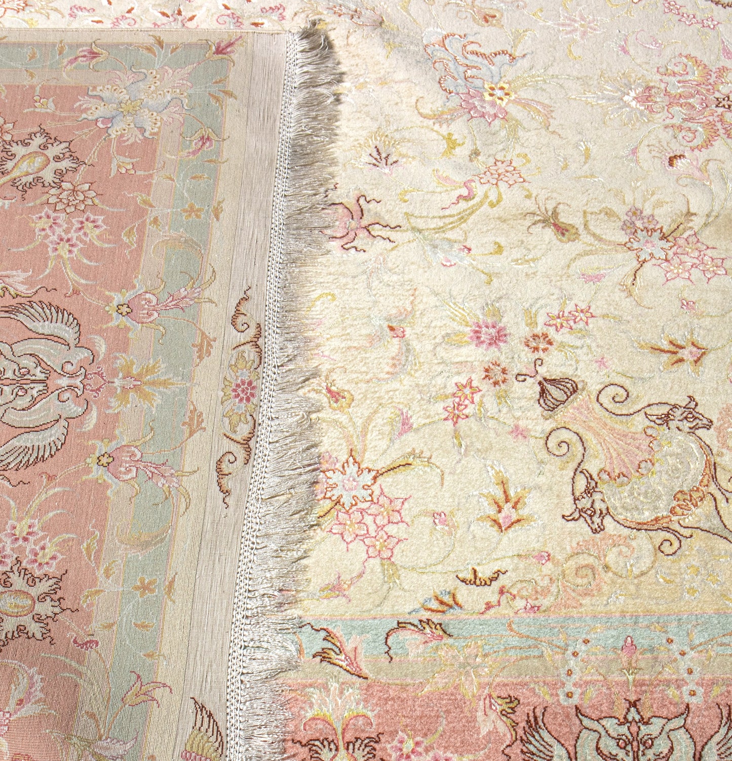 625753-FINE TABRIZ SILK WARP-BEIGE