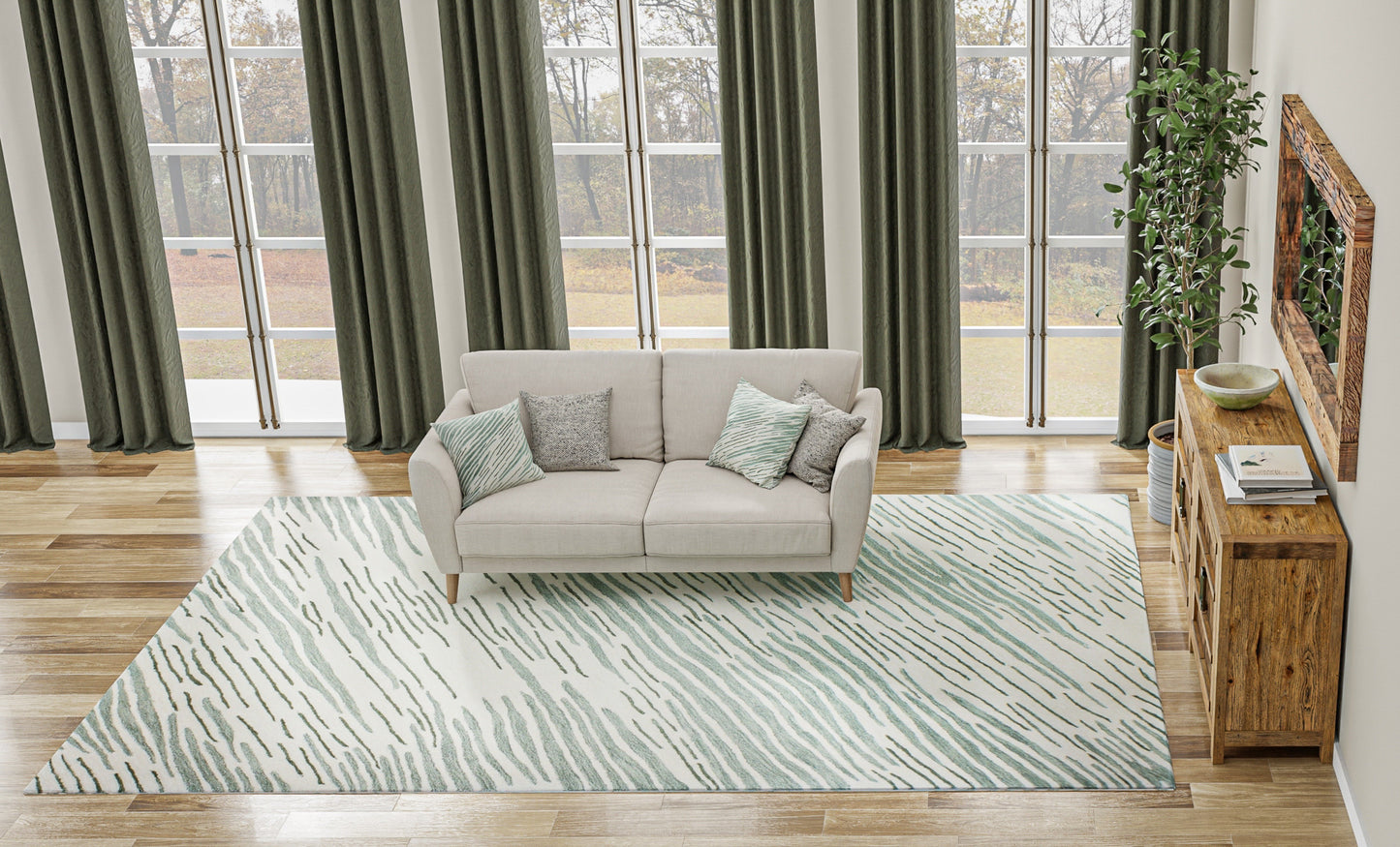 Mitzi Area Rug, Ivory Green