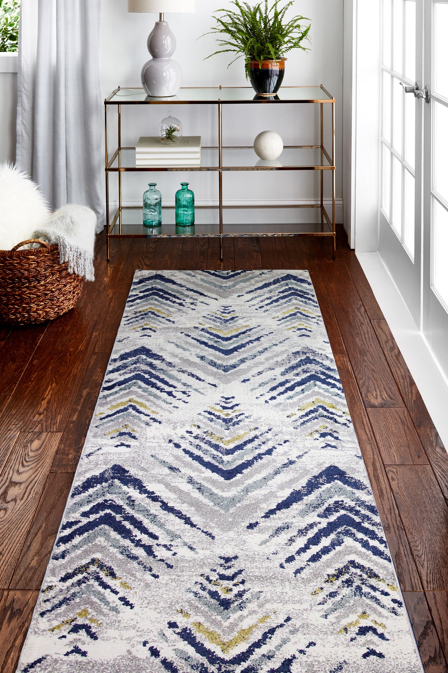 Levi Area Rug, Ivory Blue