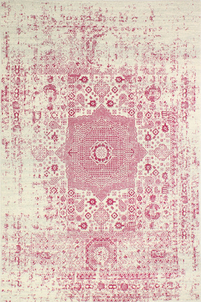 Fanny Area Rug, Ivory Fuchsia