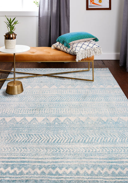 Zacheus Area Rug, Ivory Aqua