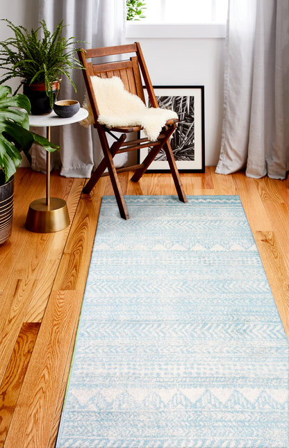 Zacheus Area Rug, Ivory Aqua