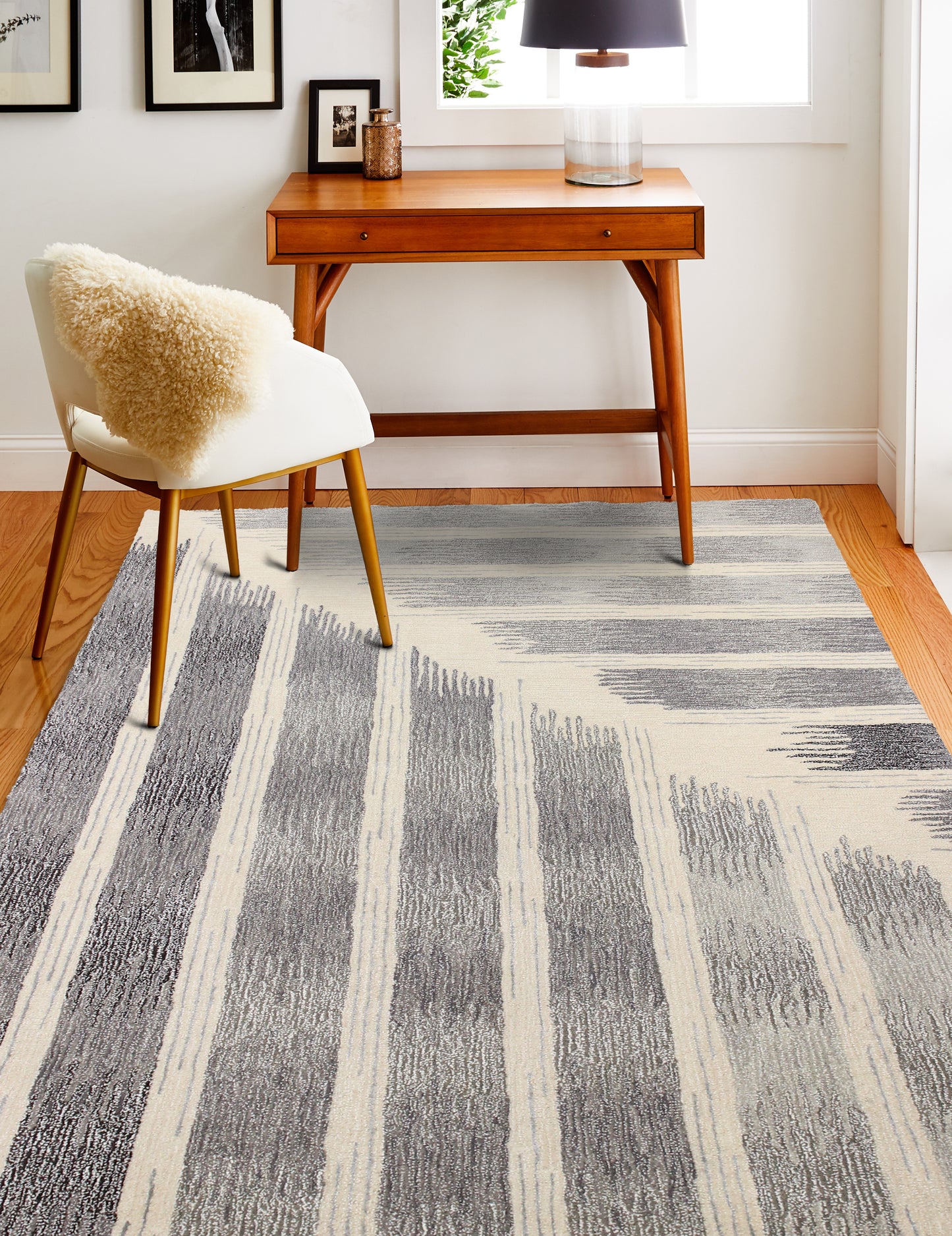 Moses Area Rug, Ivory Grey